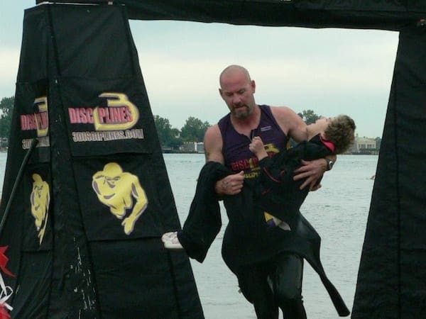 Rick and Maddy finishing swim