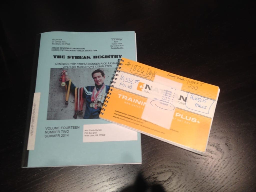 One of Paula's training log and a quarterly streaker journal