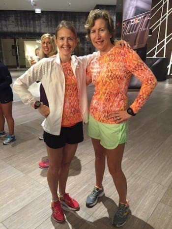 Laura and I (SBS) connected--and showcased our amazing Saucony running attire--in the hotel lobby the day before the marathon.