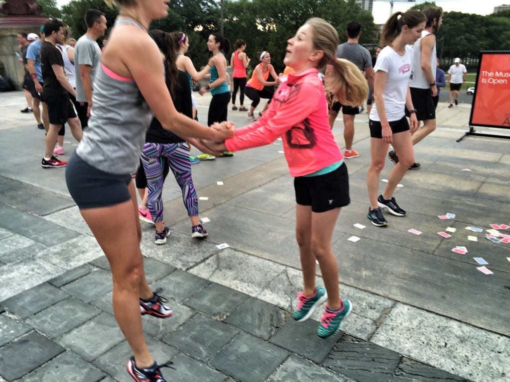 Suzanne and her daughter doing hoisties with gusto!