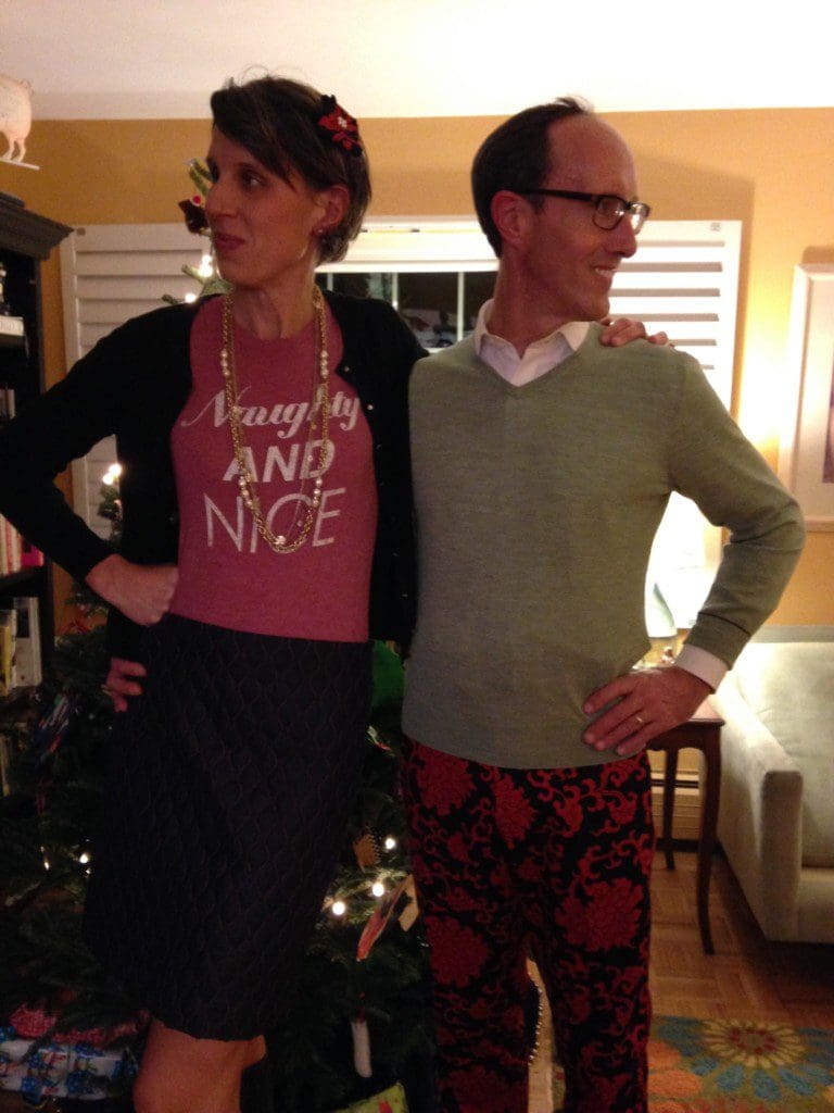 Dimity and her stylish, talented husband, Grant. While Grant's fancy pants won't work for winter running, they were perfect for a holiday party.