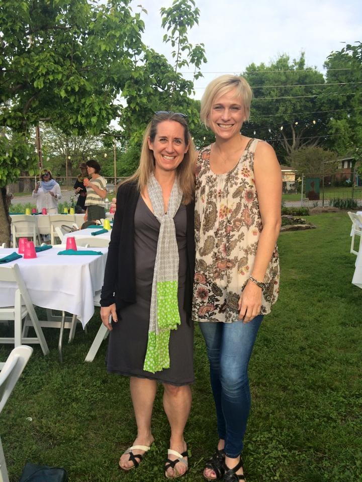 Coach Christine (right) with Heidi, the mother runner who no longer stresses about tempo runs, at last year's Mother Runner retreat. 