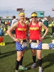 We think all the runners in the 2013 Boston Marathon are superheroes, but these two Wonder Women are Katherine (left) and Becky.