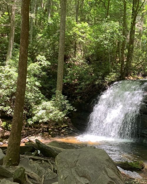 Waterfall on backpacking trip